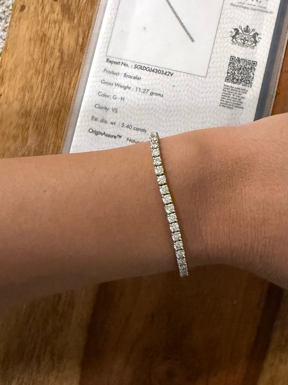 5.4 carats Real Diamond Tennis Bracelet G-H color VS2